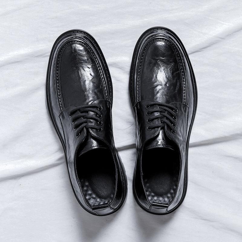 

Мужские туфли весна-осень деловые повседневные кожаные туфли мужские мягкие удобные офисные туфли на шнуровке мужские туфли 2156-R 44 чёрный