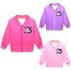 79043 Kids Girls Kpop Rumi Printed Hooded Zipper Long Sleeves Jacket
