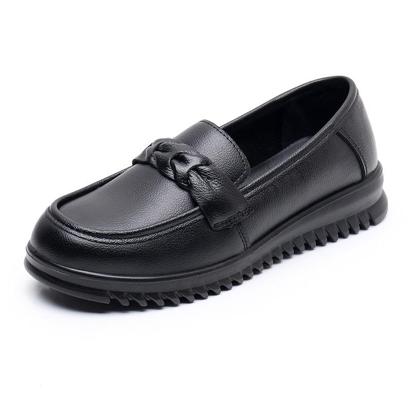 Spring Autumn Fashion Women's Shoes Woman Genuine Leather Wedge Casual Single Shoes Soft Sole Comfortable Mother's Flat Shoes