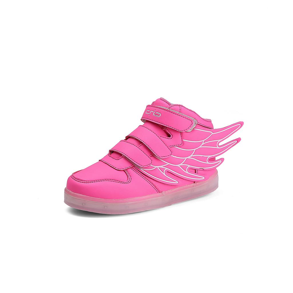 Spring and summer children's high-top casual shoes fashion light shoes rechargeable luminous shoes Velcro wings classmates