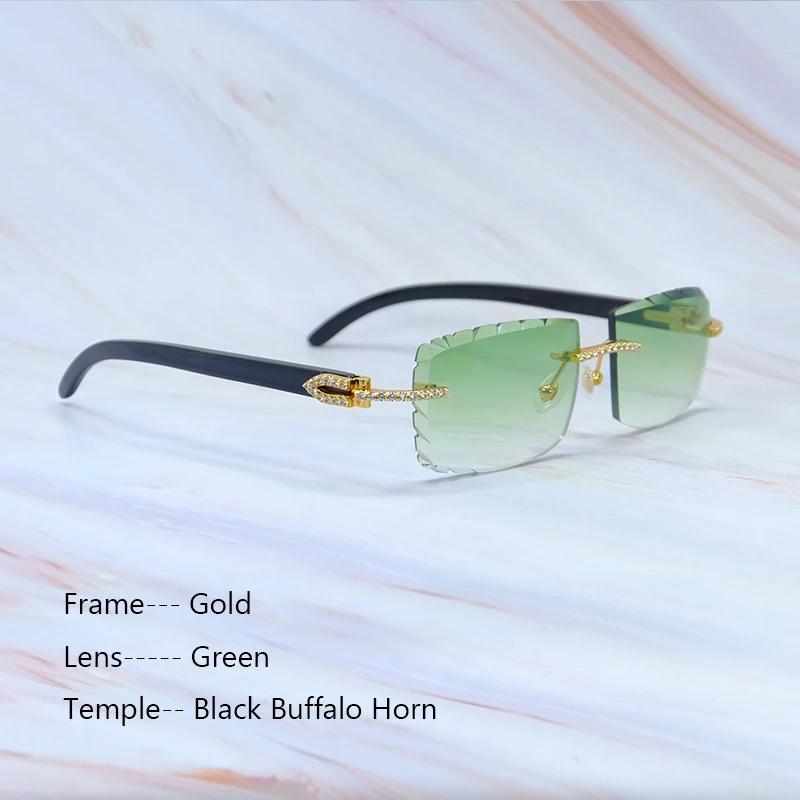 Buzlu Out Güneş Gözlükleri Elmas Kesim Şık Rhinestones Carter Siyah Manda Boynuzu Lüks Gözlük Vintage Güneş Gözlükleri Y2K Dekorasyon