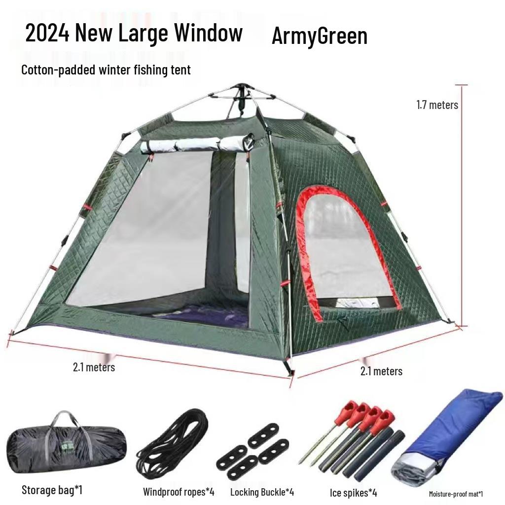 Instant Open Fully Automatic Winter Fishing Tent - No Assembly Needed, Thickened for Warmth and Cold Protection, Ideal for Camping and Ice Fishing.