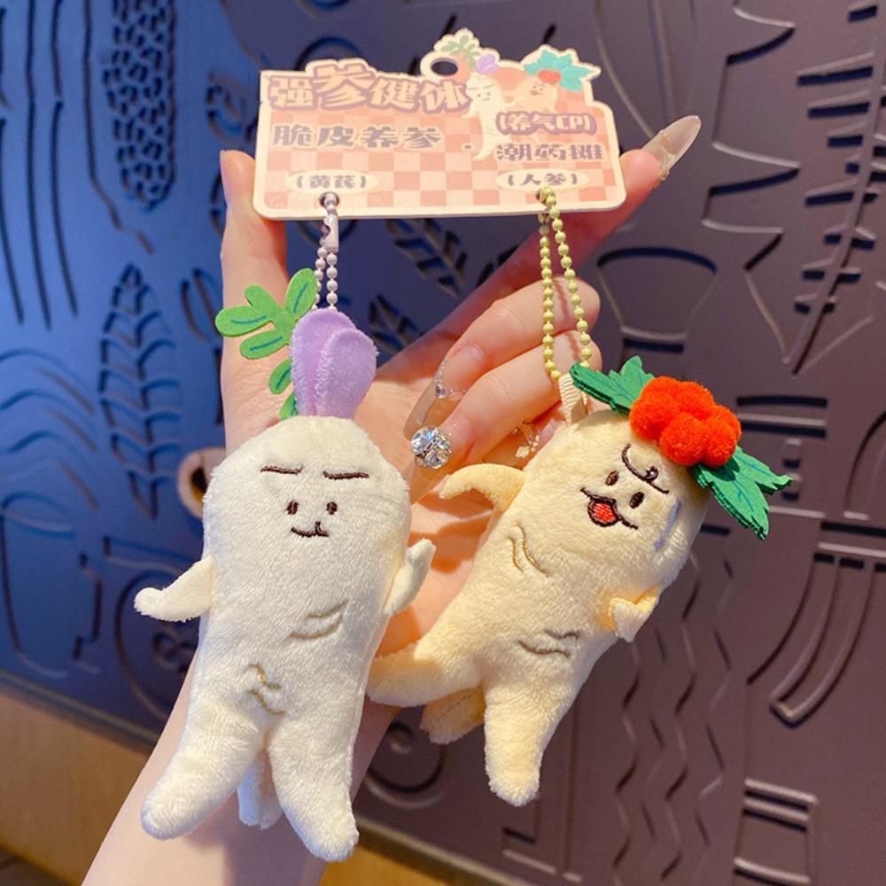 

Lifelike Expression Doll Keychains PP Cotton Ginseng Plush Keychain Kids Gifts Style C