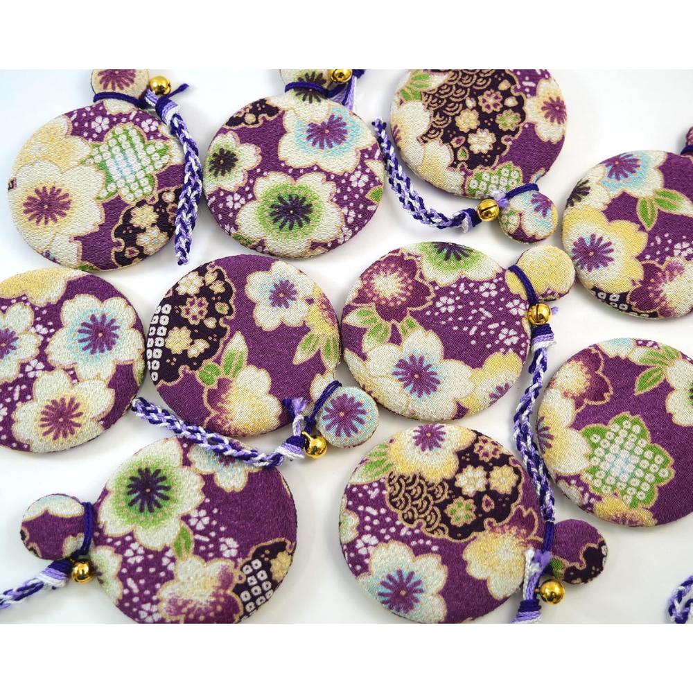 Blumiges Krepp-Kompakt-Rund-Japanisches Kimono-Krepp-Spiegel, Spiegel, Muster, (lila)