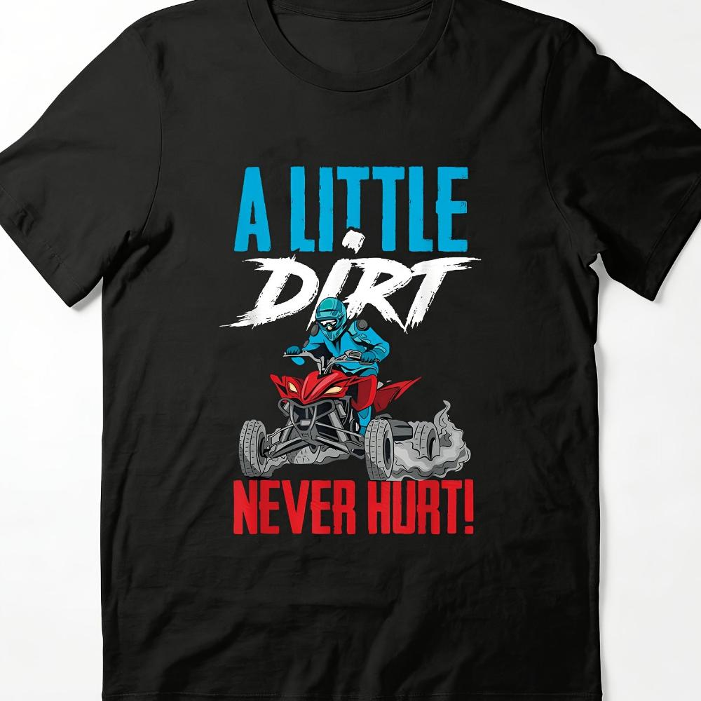 Men's Off-Road ATV All-Terrain Vehicle T-Shirt Soft Durable Dirt Rider Black Round Neck Casual