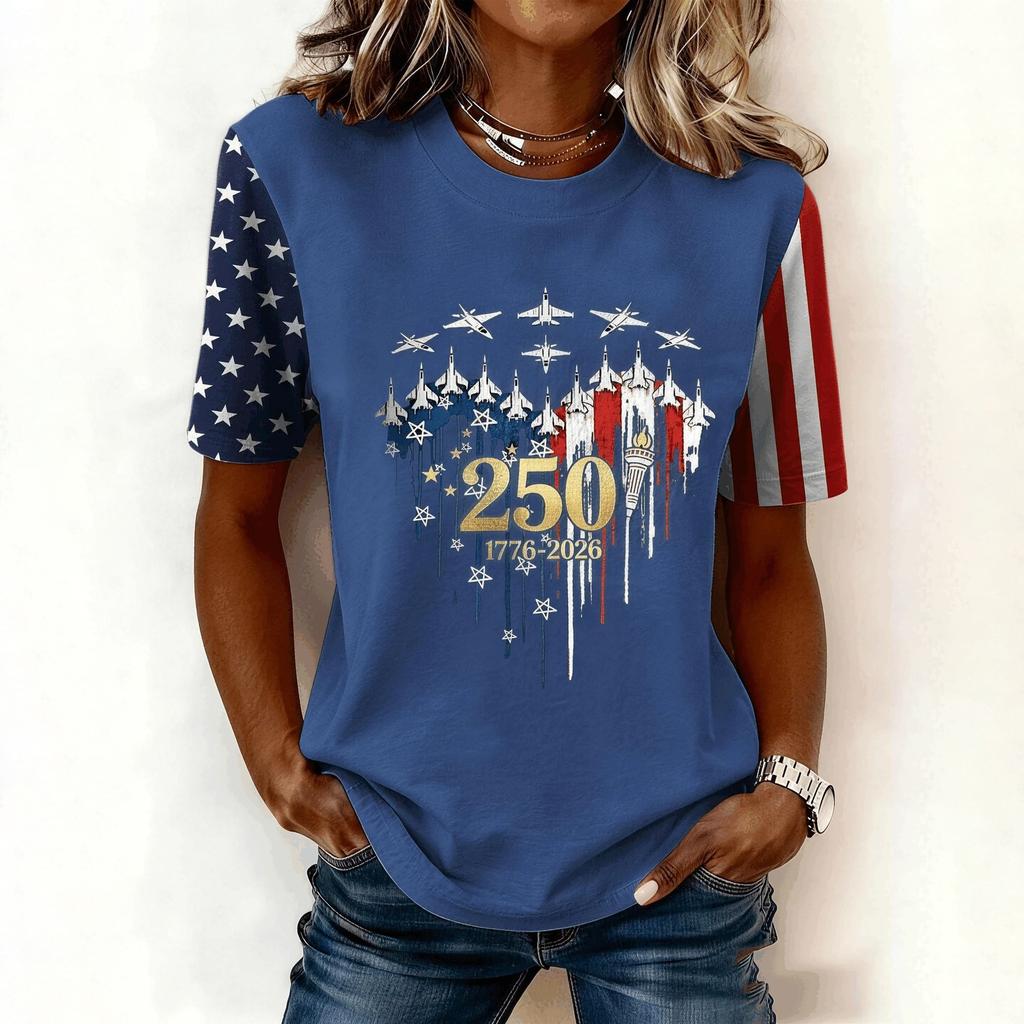 Women's Casual And Fashionable Short-sleeved Printed T-shirt Top