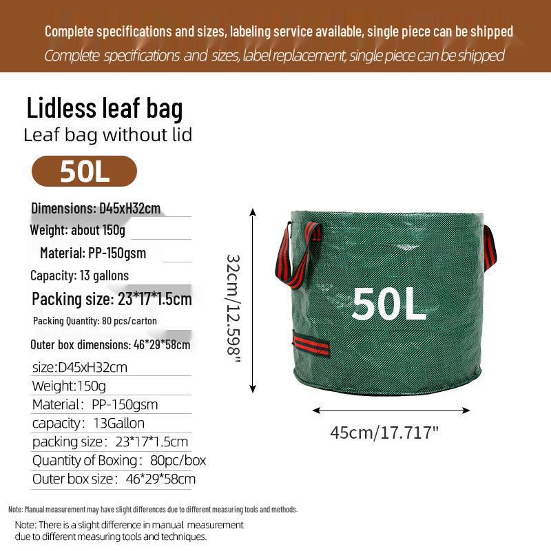 Reusable Large-Capacity Leaf Collection Bag with Slanted Opening 45x32cm 50L