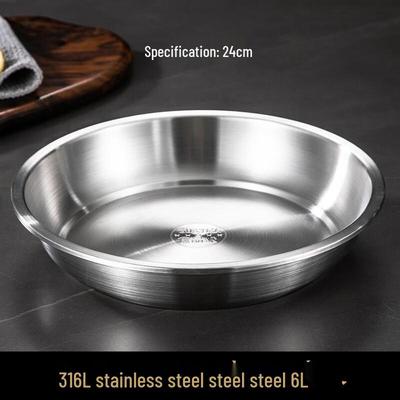 ZISIZ Stainless Steel Round Deep Dinner Plate