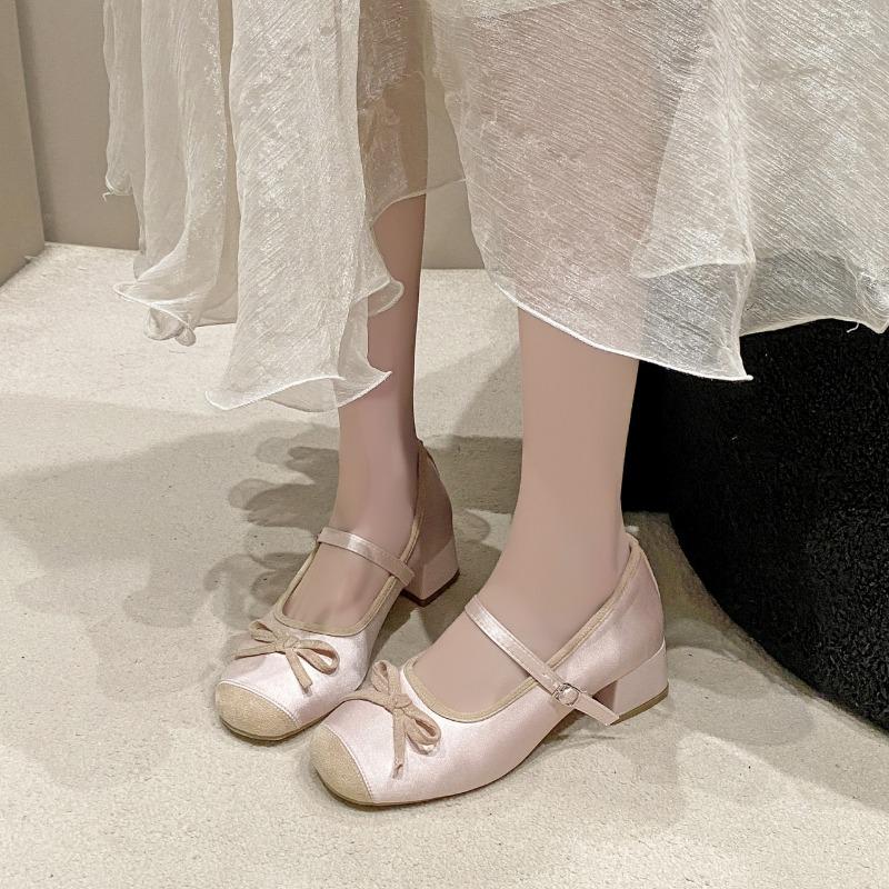 Beautiful Single Shoes Women's Cheongsam Shoes Thick Heel Mary Jane High Heels Small Inner Height Increase Women's Shoes