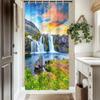 Misty Forest Shower Curtain Set Foggy Pine Trees Birds Nature Landscape Bathroom Decor Grey Rustic Woodland Shower Curtains for