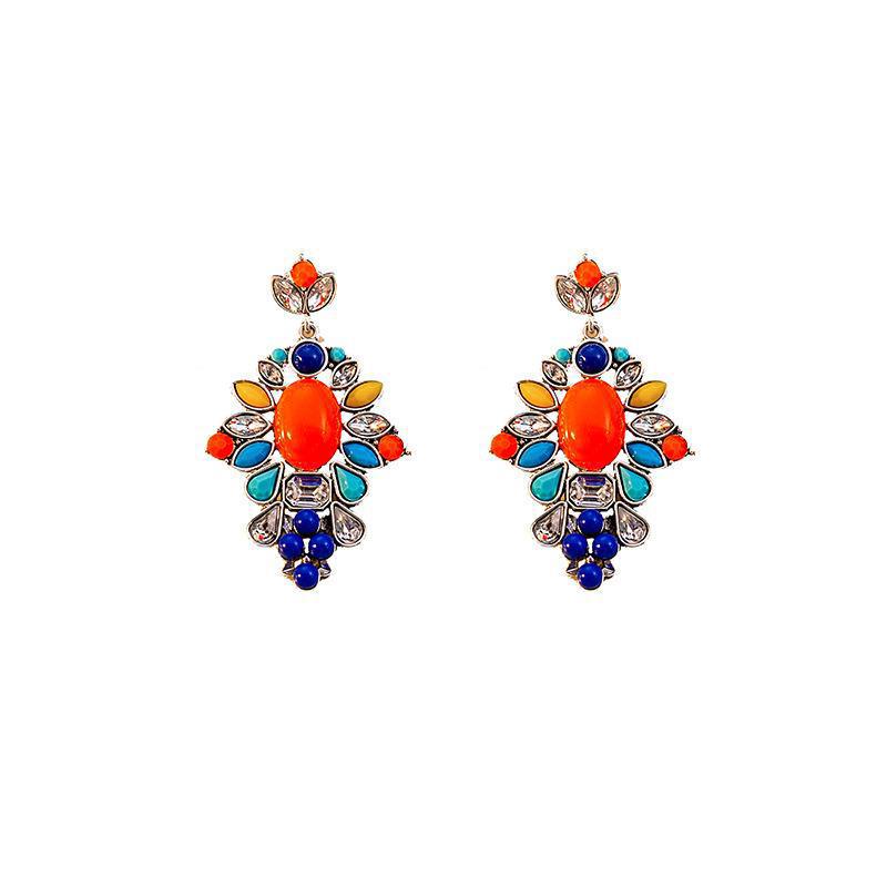 

Retro Color Geometric Earrings, Court Style Niche Water Drop Oval Earrings, Medieval Color Matching Earrings