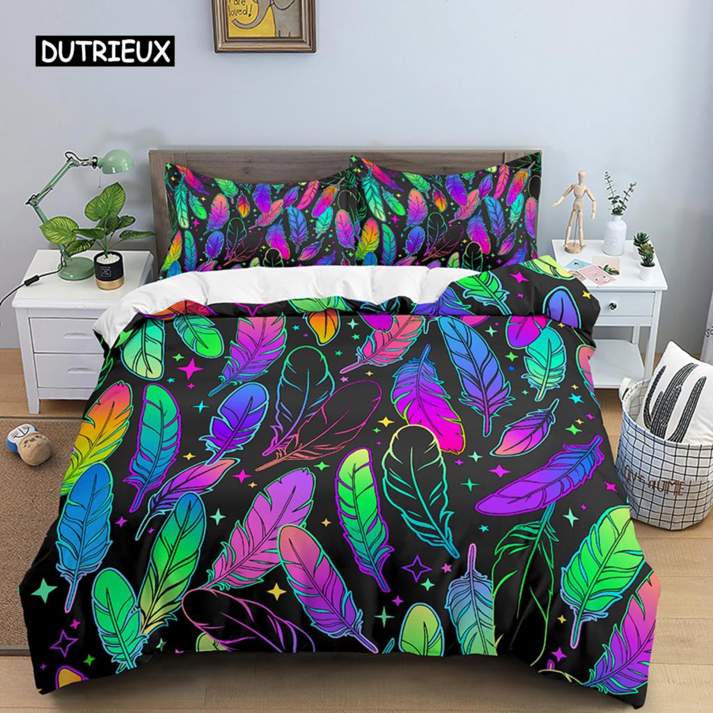 Neonfarbenes Bettbezug-Set King Regenbogen-Farbverlauf Kürbis Bettwäsche-Set Mikrofaser Steppdeckenbezug Halloween-Thema Einzelner Bettdeckenbezug