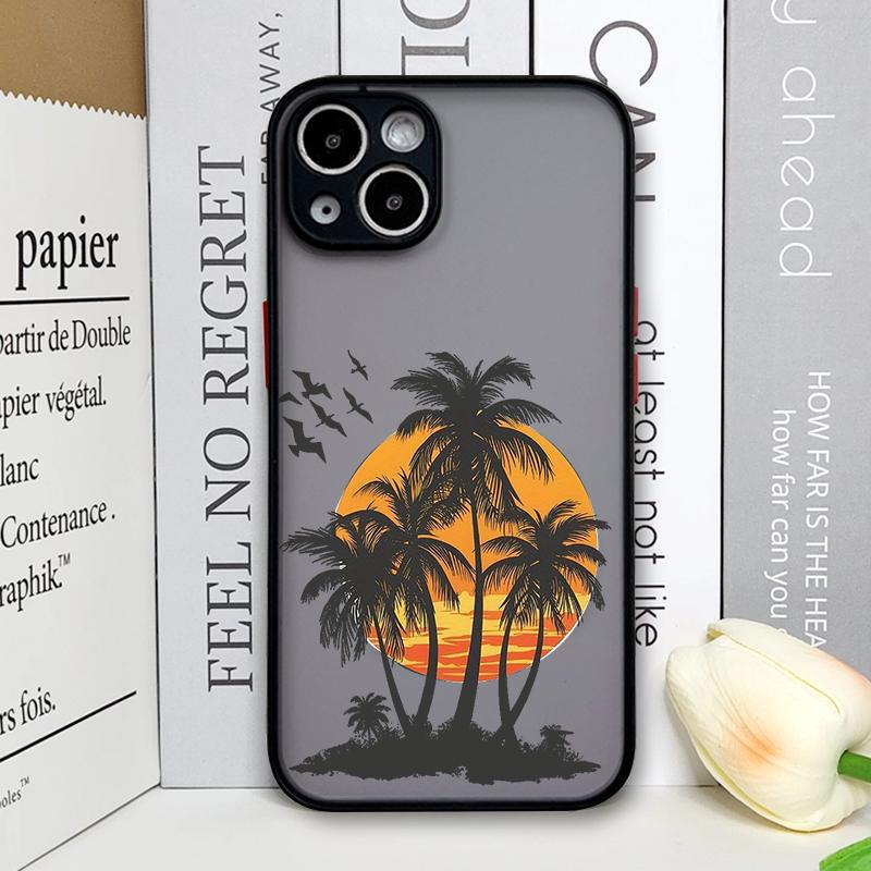 Black Coconut Palm Tree Printed Phone Case for IPhone 16 14 15 Pro Max 11 12 13 PRO MAX Mini 7 8 Plus X XS Shockproof Hard Cover