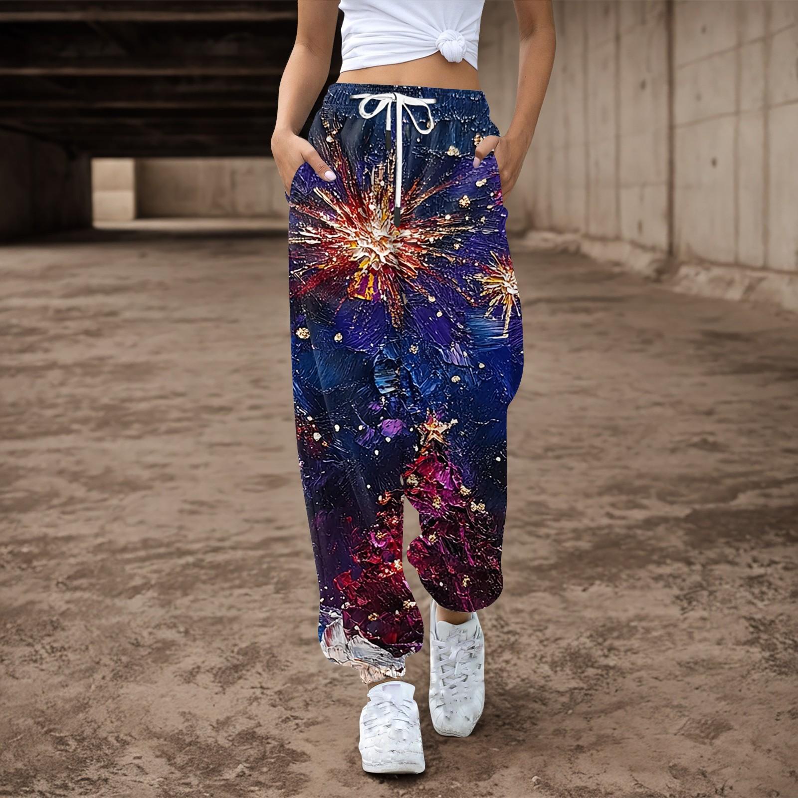 Женские повседневные брюки с завязками на резинке и рождественским принтом — фото 5