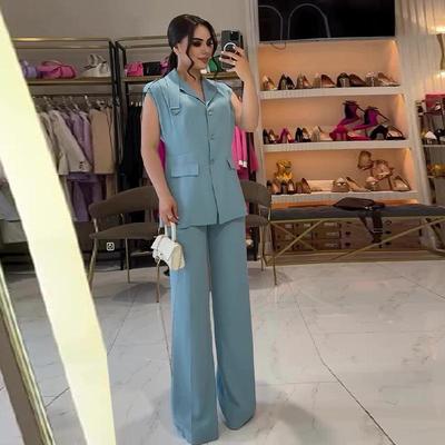 2024 Summer Women's Solid Color Wireless Vest and Long Pants Two-Piece Set