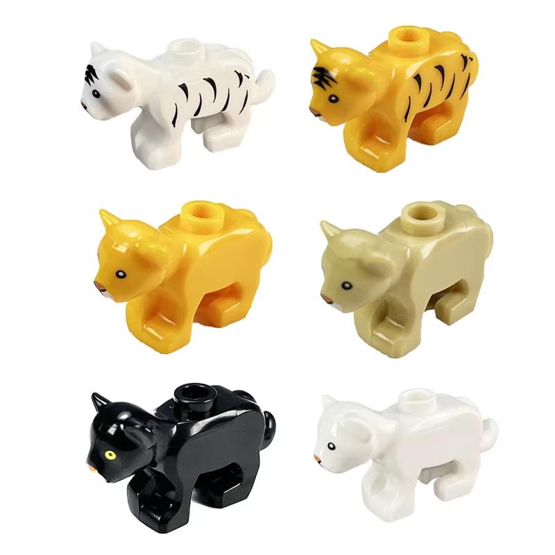 MOC Tier Szene Bausteine Katzen Hunde Schafe Schweine Hühner Adler Papageien Delfin Zoo Rahmen Zubehör DIY Spielzeug Steine T14