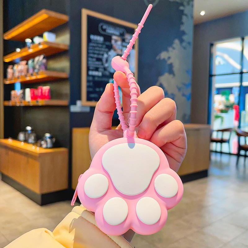 

Силиконовый кошелек для монет в виде милой кошачьей лапки, брелок для ключей для дней рождений, вечеринок и розовый