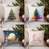 Home Decor Colorful Lit Christmas Tree Pattern Pillow Pattern Cushion Cover Suitable for Sofa Bedroom Car Pillow Cover