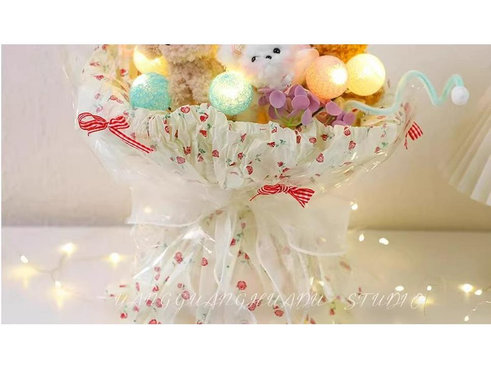 Chenille Puppy Doll Bouquet: Cute Handmade Gift for Best Friends, Girls' Birthdays.