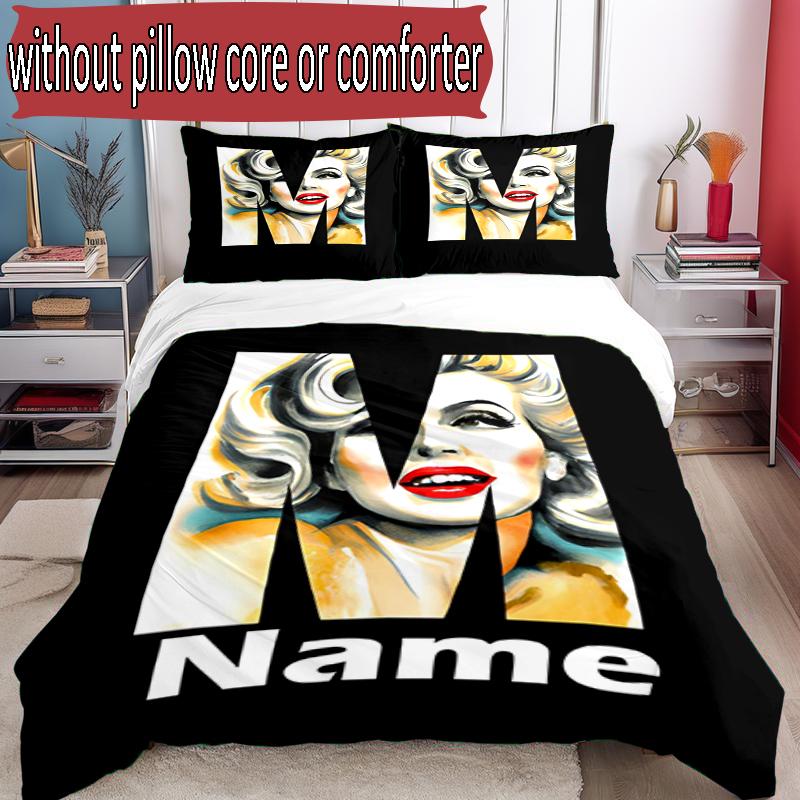 3pcs Duvet Cover Set (1*Duvet Cover + 2*Pillowcase, Without Core), Custom Name Singer Pattern Bedding Set, Home Bedroom Decor Gift