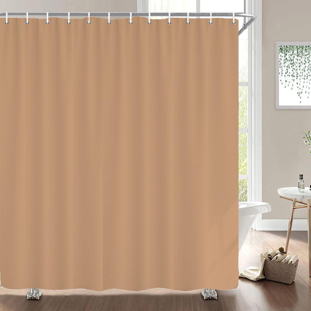 1Pcs Black Gray White Solid Color Printed Fabric Waterproof Shower Curtain, Home Decoration Bathroom Curtain, With Hooks