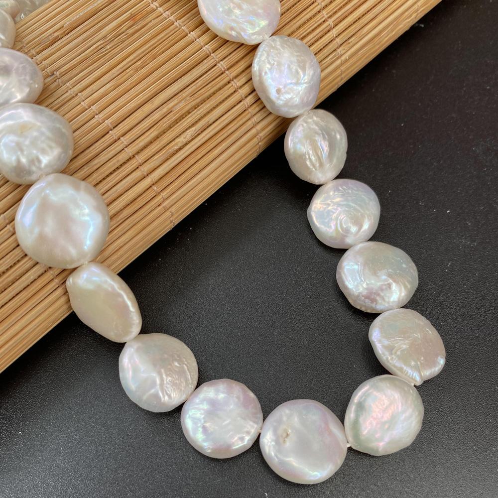 

1String, Button Shape Pearls, 14-15 mm, White Natural Freshwater Pearl Beads for Jewelry Making DIY Supplies, Women s Craft Gifts 36cm 1String/14-15mm-36cm белый