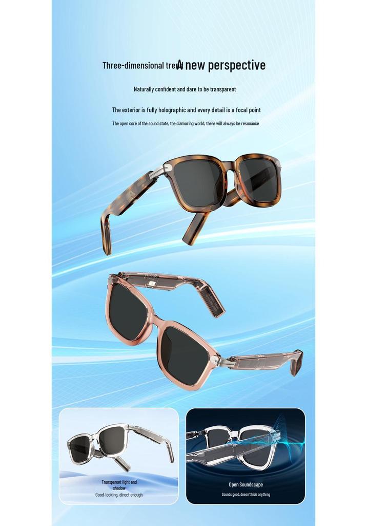 G01 Transparent AI Translation Smart Glasses with Bluetooth Music Capability.