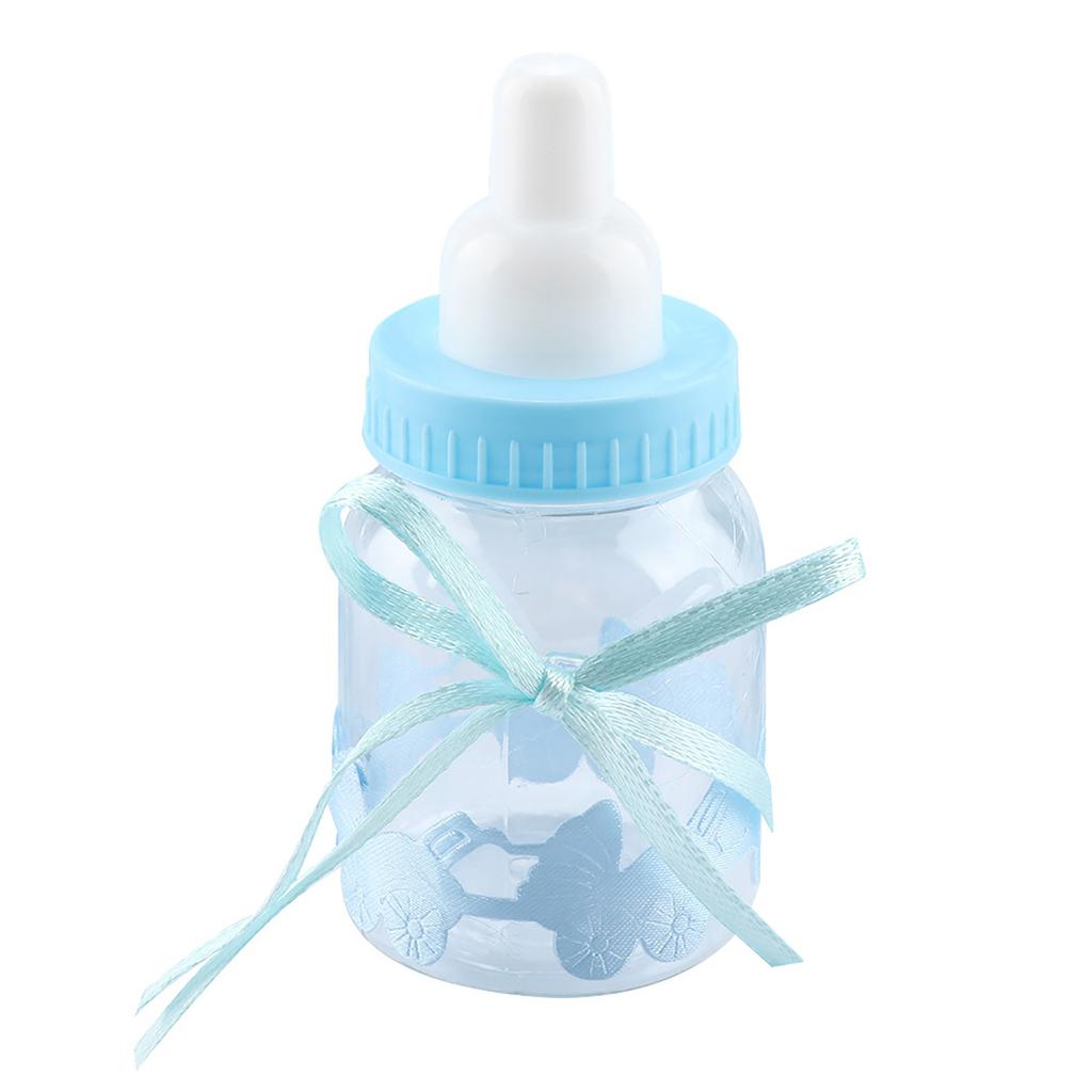 Lot de 30 jolies boîtes à bonbons en forme de biberon, bleues, pour la décoration d'événements, de baptêmes et de fêtes.