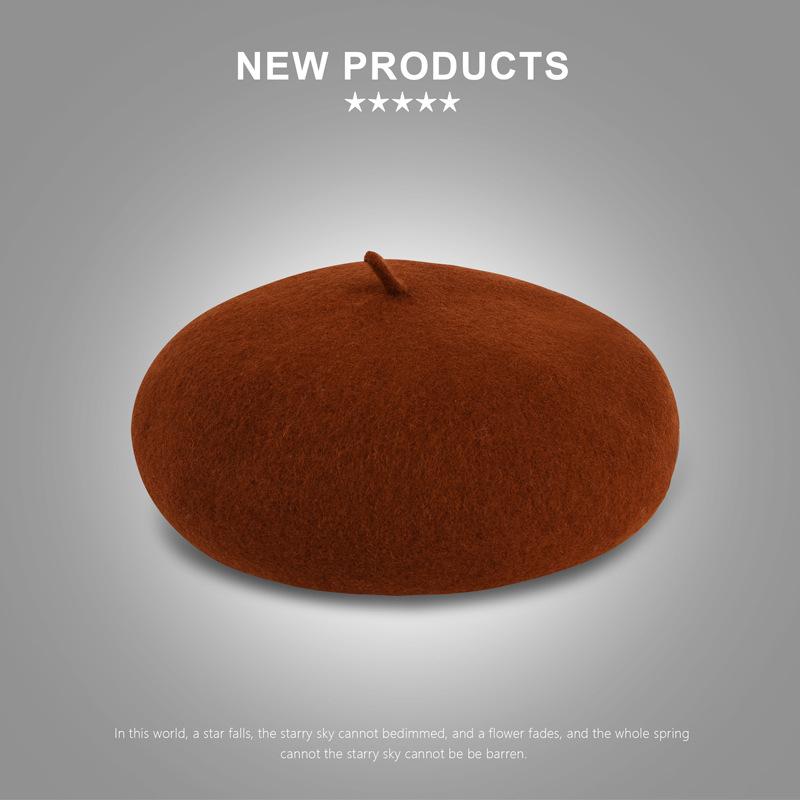Wool Beret Women'S Autumn And Winter Warm British Retro Bud Japanese Versatile Painter Hat Literary Solid Color High Quality