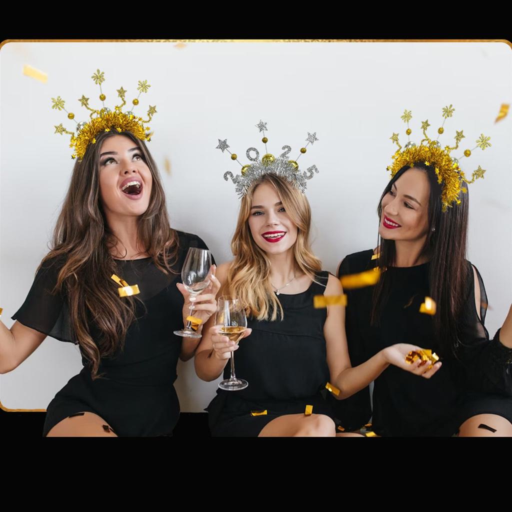 2025 New Year Adult Teens Headband Sequins Letter Hair Hoop Carnivals Party Headpiece Christmas Party Props
