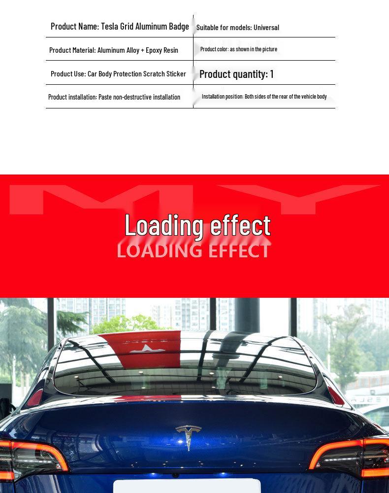 3D Aluminium Karomuster Heckemblem für Tesla Model 3/Y/S/X