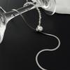 Fashionable Flat Snake Chain CCB Bead Embellishment Splicing Necklace for Women, Simple Pearl Tassel Necklace, Jewelry Gift