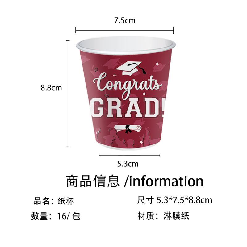 Red Graduation Season Theme Decorating College Graduation Party Disposable Tableware Party Supplies