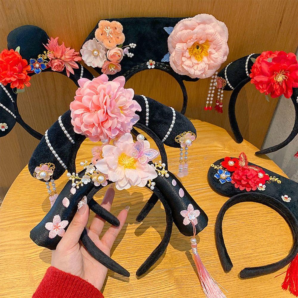 Velvet Bow Ancient Style Gege Headband Flower Hanfu Headwear Chinese Style Headwear  Children