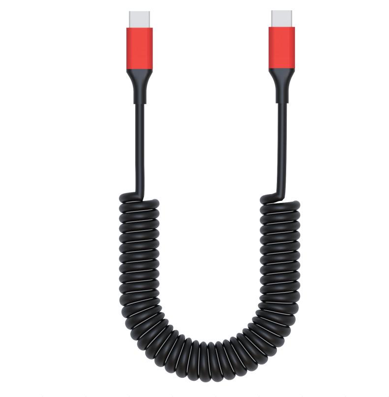 Spring-Stretch Type-C Fast Charging Cable for Phones & Tablets