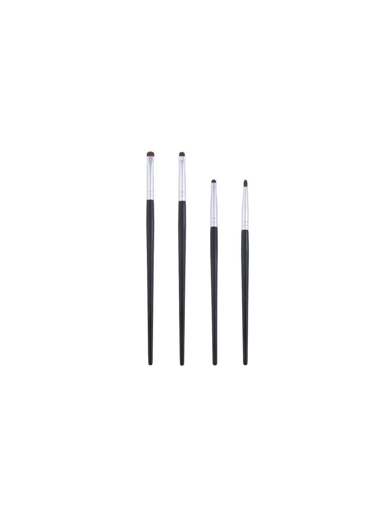 1 Set Of 4 Black Eye Detail Makeup Brushes Pony Hair Precision Eye Shadow Lying Silkworm Brightening Eyeliner Applicator Small
