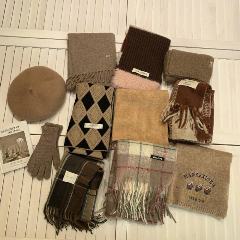 Heavy recommendation Maillard color scarf atmosphere coffee color women's brown high-end scarf