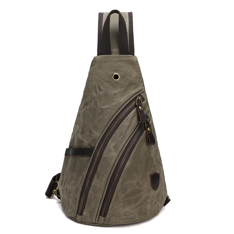 

Retro men s canvas breast bag, shoulder messenger bag, casual multi-functional men s small backpack.