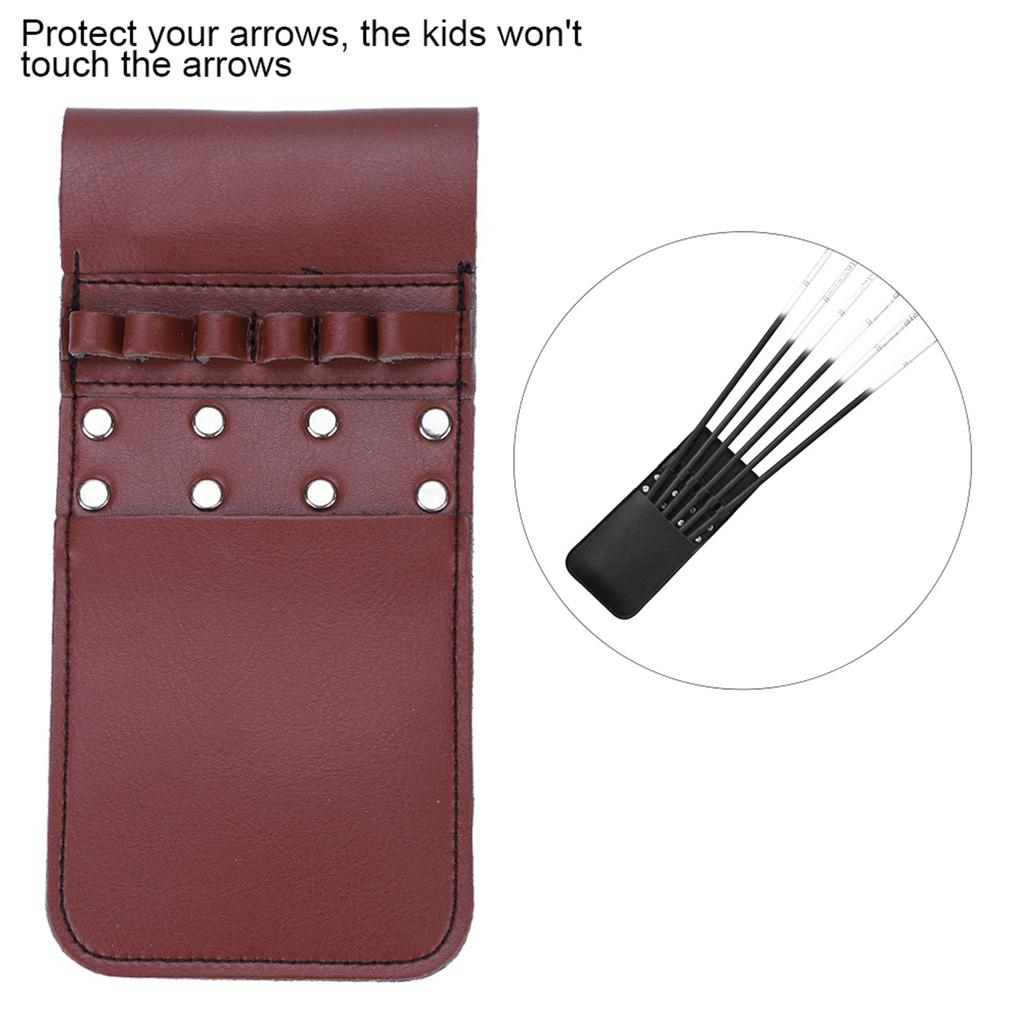 Portable Quiver PU Leather 6pcs Waist Holder Bag Bow Archery Equiptment(Black)