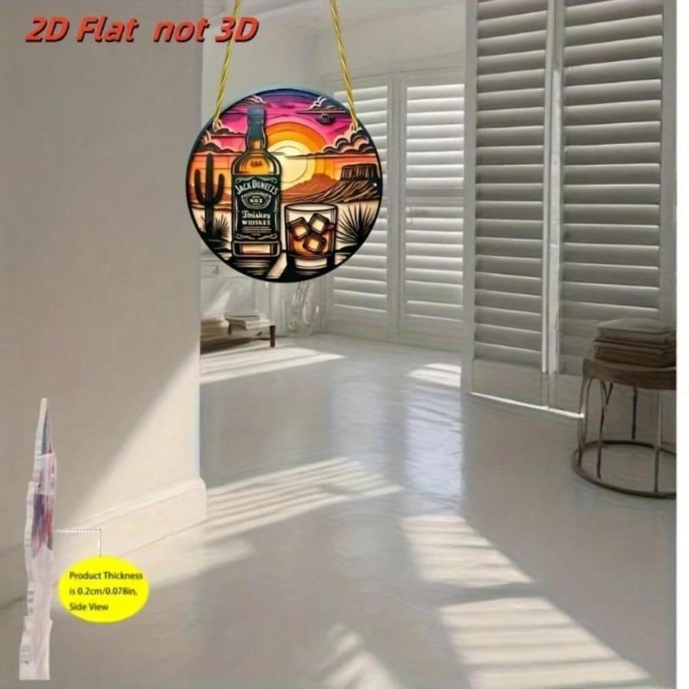 Vintage Whiskey Western Theme Round Metal Wall Decor Aluminum Art Sign for Bar Cafe