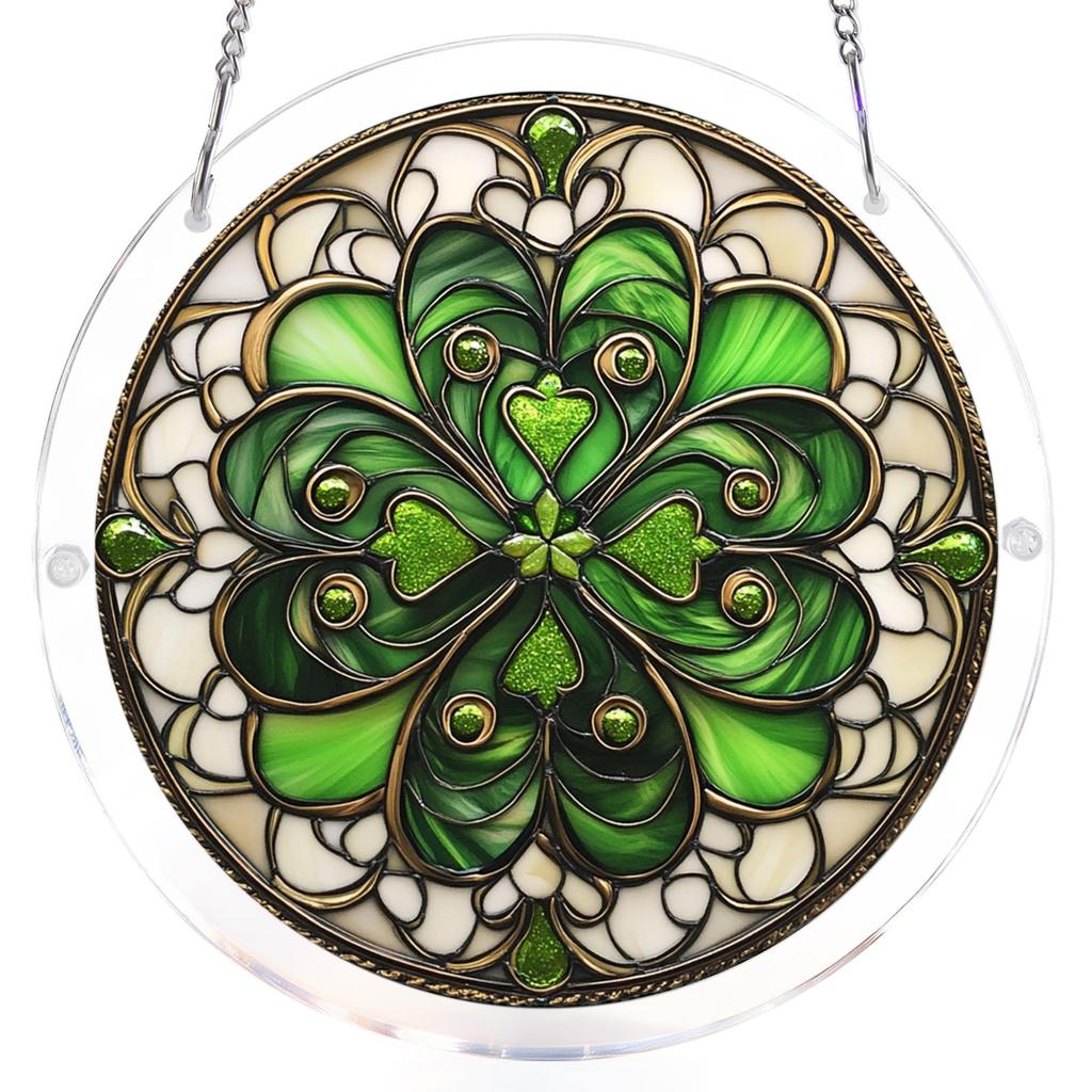 Round Stained Glass Window Hanging Panel with Abstract Forest and Pathway Design for Home Decoration Art Suncatcher