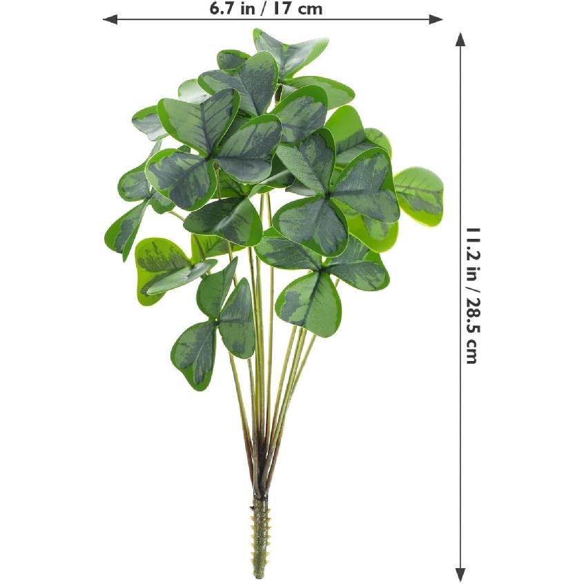 IMIKEYA Artificial Shamrock Clovers Plants Simulated Green Plants - St Patricks Day Lifelike Greenery Bouquets Floral Stems Bonsai for Irish Party