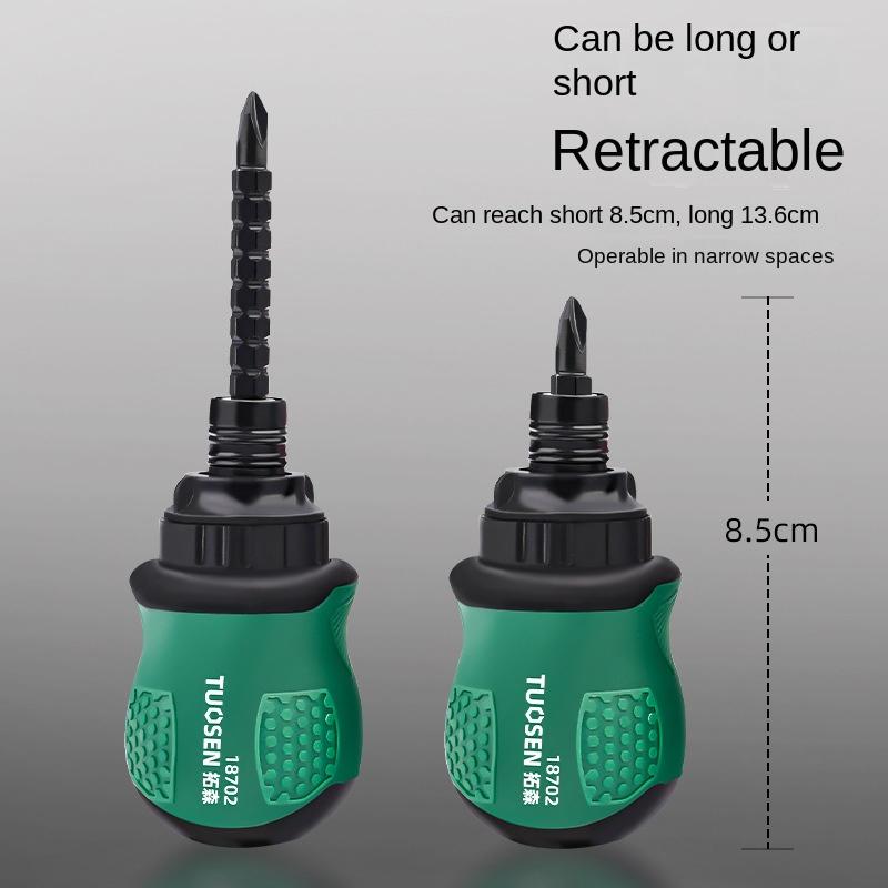 Multi Functional Mini Flathead Cross Screwdriver with Magnetic Dual-use and Extendable Household Short Shaped Screwdriver