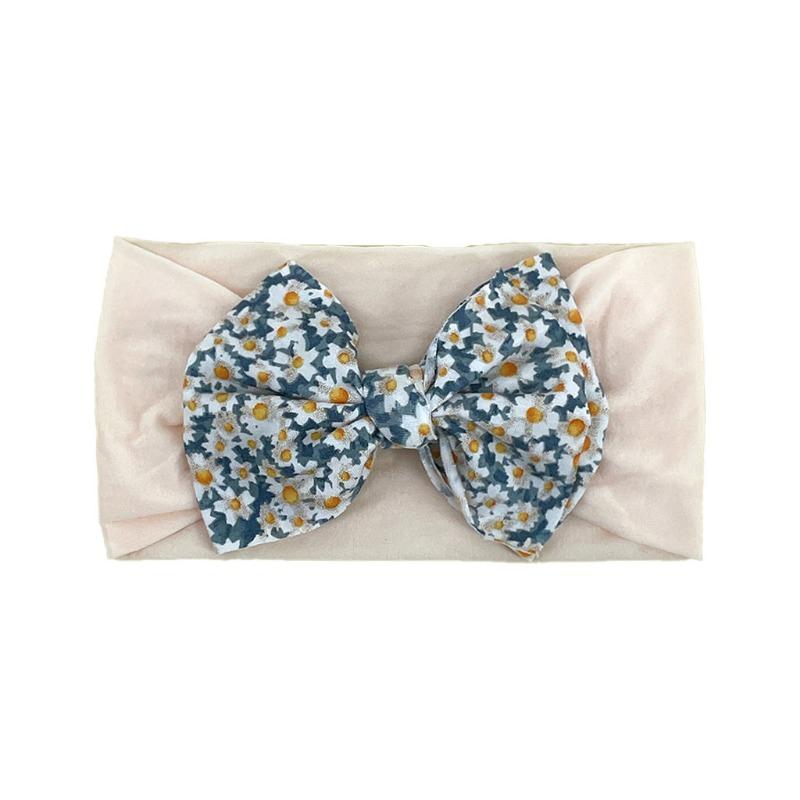 baby new children's hair accessories cute baby floral seamless wide headscarf nylon bow baby headband