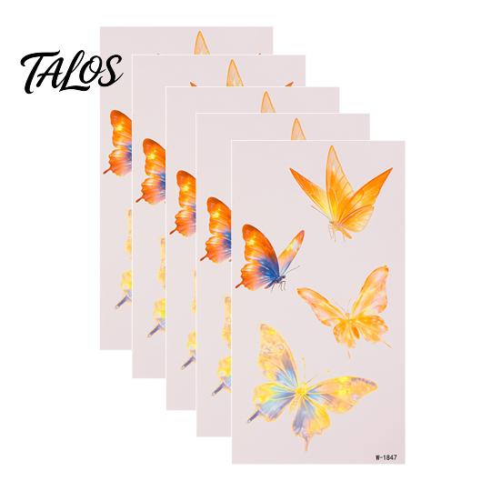 Talos 5 Sheets Butterfly Tattoo Stickers, Waterproof Temporary Flower Tattoos, Colorful Face Body Tattoos for Parties Night Club Music Festival