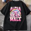 Alpha Mann Enhjørning Ironisk Vintage 90-talls T-skjorte Retro Morsom Regnbue Unisex T-skjorte Bomull Merkelig Meme T-skjorte Grafisk T-skjorte Klær