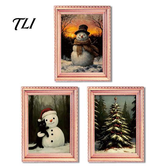 Magnetic Photo Frame 3Pcs Christmas Light-up Refrigerator Magnet, Vintage Wooden Halloween Magnet Decorations Fridge Glowing Picture Holder