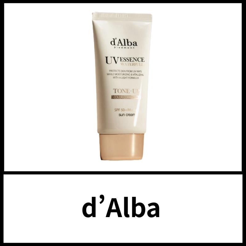 d Alba Vegan Waterfull Pink Tone-Up Sunscreen SPF50+ PA++++ Radiant Glow & Natural Skin Brightening Sun Cream Korean Premium Vegan Skincare 50ml