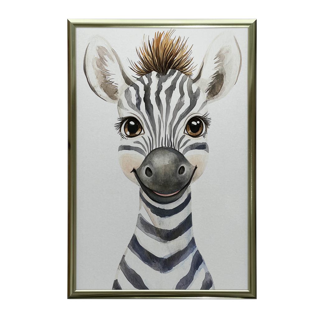 Plakat Wesoła Zebra Plakat Wesoła Zebra, 30X40 Cm, Rama Aluminiowa Czarna, Papier Matowy 230 Gsm