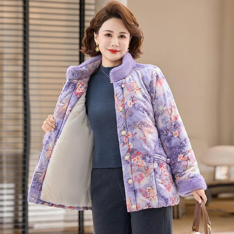 Padded Clothes New Buckle Women's Padded Jackets Winter Piled Thickened Jackets Chinese Padded Clothes Women